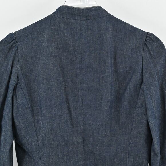 MARC JACOBS Peplum Denim Jacket Stand Collar Size 2 Puff Sleeve Vintage Y2k 00s - Picture 8 of 14